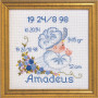 Permin borduurset Aida geboortekaart Amadeus 19x19cm