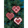 Permin borduurset Hardanger rode harten 10x10cm - 3 stuks.