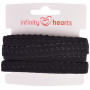 Infinity Hearts Vouwelastiek Kant 22/11mm 030 Zwart - 5m