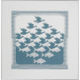 Permin borduurset linnen vogel/vis grijs blauw 57x55cm