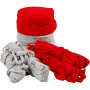 Rondgebreide tube, grijs, rood, B: 10-40 mm, Inhoud kan variëren , 50 m/ 1 doos