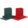 Kaarten en enveloppen, groen, rood, afmeting kaart 15x15 cm, afmeting envelop 16x16 cm, 110+230 gr, 50 set/ 1 doos