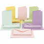 Kaarten en enveloppen, kaartformaat 10,5x15 cm, envelopformaat 11,5x16,5 cm, pastelkleuren, 50 sets