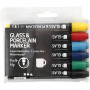 Glas- en porseleinstiften, standaardkleuren, lijn 1-3 mm, semi-opaque, 6 st./ 1 pk.