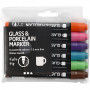 Glas- en Porseleinstiften, extra kleuren, lijndikte 1-3 mm, semi-dekkend, 6 stuk/ 1 doos