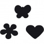 Ponsen set, bloem, vlinder, hart, afm 25 mm, 3 stuk/ 1 doos