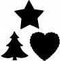 Ponsen, rood, ster, hart, kerstboom, afm 16 mm, 1 set