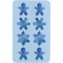 Siliconen mal, hol 30x45 mm, 12,5 ml, lichtblauw, ijskristallen en koekjesmannen, 1pk.