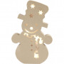 Papieren figuur met ingebouwd licht, sneeuwpop, H: 27 cm, B: 17.5 cm, 1 stuk, diepte 4 cm