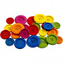 Houten knopen, diverse kleuren, d 25-40 mm, 2-4 gaten, 144 stuk/ 1 doos