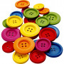 Houten knopen, diverse kleuren, d 25-40 mm, 2-4 gaten, 144 stuk/ 1 doos