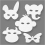 Maskers van karton, wit, H: 15-22 cm, B: 24-25 cm, 230 gr, 192 stuk/ 1 doos