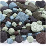 Lava kralen mix, diverse kleuren, afm 6-37 mm, gatgrootte 1+2 mm, Inhoud kan variëren , 20 slagen/ 1 doos