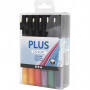 Plus Colour marker, ass. kleuren, L: 14,5 cm, lijn 1-2 mm, 18 st/1 pk, 5,5 ml
