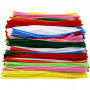 Chenilledraad, diverse kleuren, L: 30 cm, dikte 4+6+9 mm, 700 div/ 700 doos