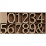 Houten letters, cijfers en tekens, H: 13 cm, dikte 2 cm, 160 stuk/ 1 doos