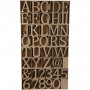 Houten letters, cijfers en tekens, H: 8 cm, dikte 1,5 cm, 240 stuk/ 1 doos