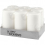 Kaarsen, wit, H: 100 mm, d 50 mm, 6 stuk/ 1 doos