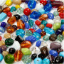 Glaskralen mix, diverse kleuren, afm 7-18 mm, gatgrootte 1 mm, 1000 gr/ 1 doos