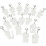 Stoffen figuurtjes met sleutelhanger, maat 6-10 cm, wit, 15st.