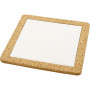 Tafelmat met kurken frame, buitenmaat 19x19 cm, binnenmaat 15x15x0,4 cm, wit, 10st, dikte 11 mm