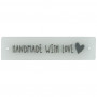 Siliconen Label 'Handmade with Love' Transparant met Grijs - 1 stk