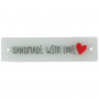 Siliconen Label 'Handmade with Love' Transparant met Rood en Grijs - 1 stk