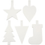 Kerst ornamenten, wit, H: 23,5-26,5 cm, B: 15,5-20,5 cm, 100 stuk/ 1 doos
