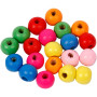 Houten kralen mix, diverse kleuren, d 8 mm, gatgrootte 1,5-2 mm, 500 gr/ 1 zak