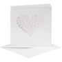 Kaart met Envelop, wit, afmeting kaart 13,5x13,5 cm, afmeting envelop 14,5x14,5 cm, 240+110 gr, 5 set/ 1 doos