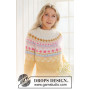Lemon Meringue Sweater van DROPS Design - Blouse breipatroon maat S - XXXL