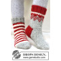 Twinkle Toes by DROPS Design 2 - Breipatroon sokken rood en wit gestreept - maat 22/23 - 41/43