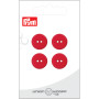Prym platte plastic knop rood 15mm - 4 stuks