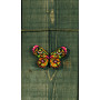 Permin borduurpakket vlinder groen roze 9x6cm