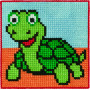 Permin borduurset kinderschildpad van stro 25x25cm